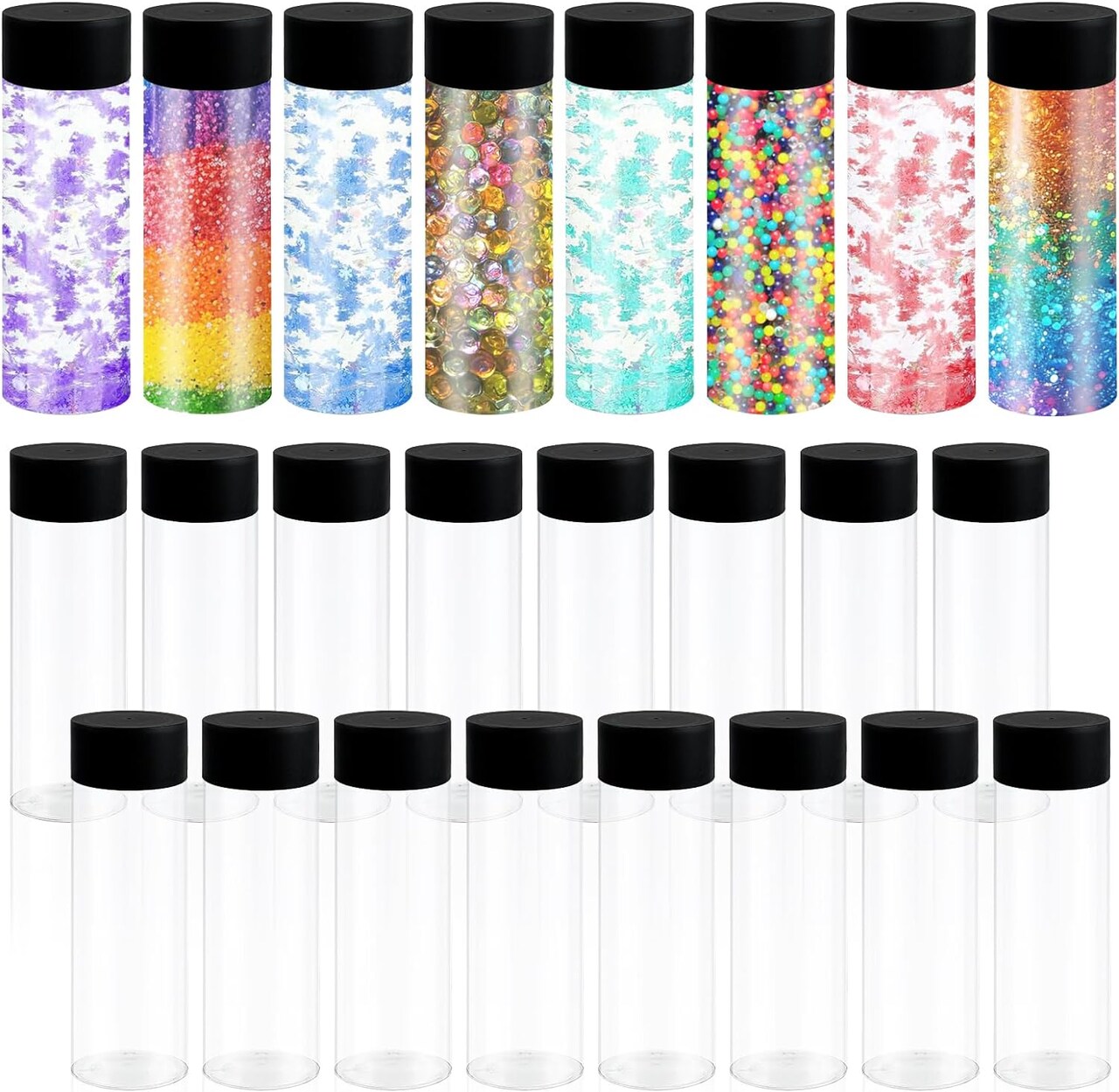 24 Pcs Sensory Bottles with Lids, 10 oz/ 300 ml Leakproof Clear Plastic Water Bottles